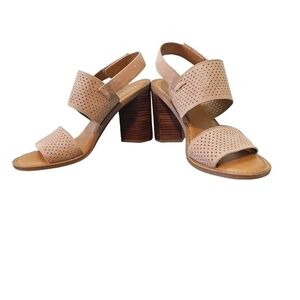 Franco Sarto Taupe Suede leather block chunky Heel Sandals size 10‎ women’s